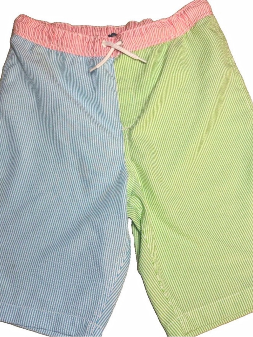 Boys Country club Color block Seersucker Swim Trunks- Blue, Green, Pink Pastels